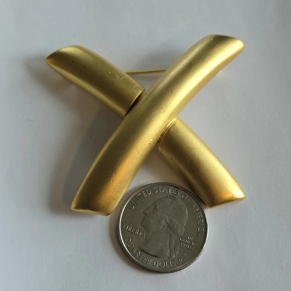 Vintage letter X brooch pin gold tone alphabet monogram jewelry